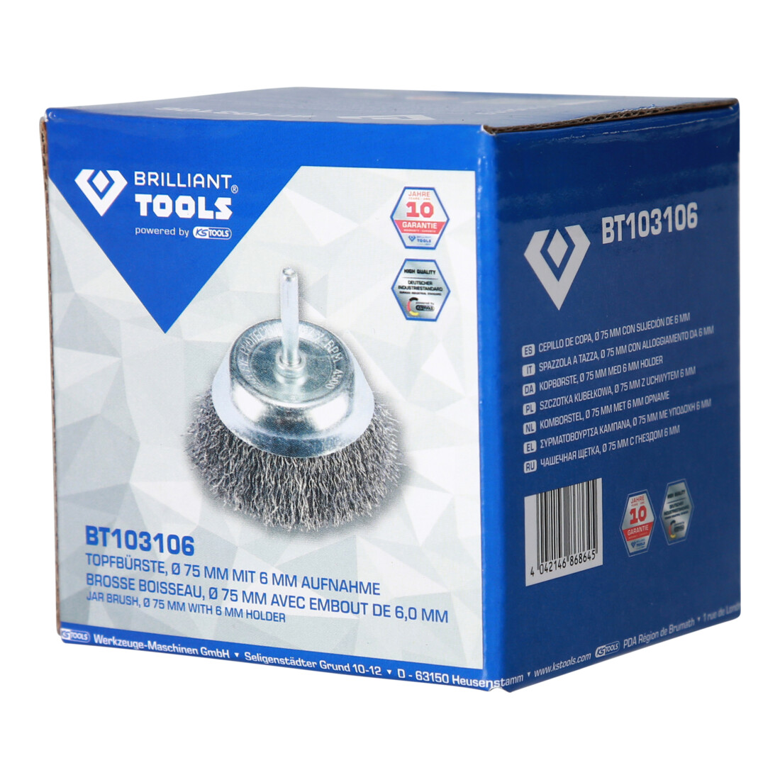 Brilliant Tools Topborstel, Ø 75 mm met 6 mm opname