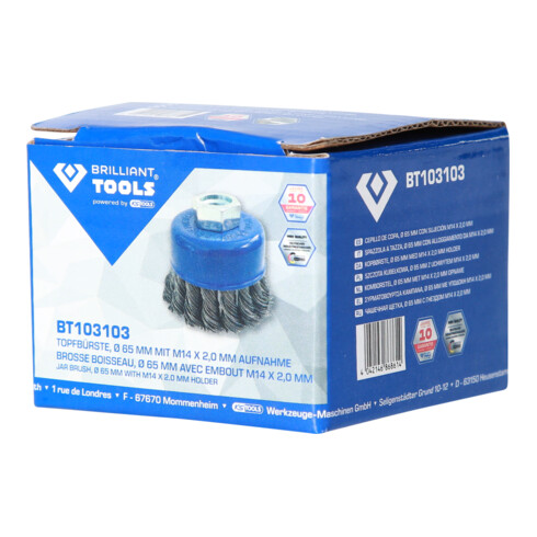 Brilliant Tools Topfbürste, Ø 65 mm mit M14 x 2,0 mm Aufnahme