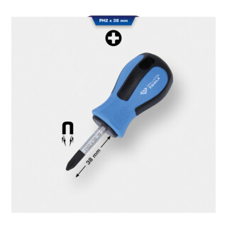 Brilliant Tools Tournevis Phillips PH2 x 38 mm, forme courte