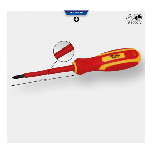 Brilliant Tools Tournevis VDE Phillips PH1 x 80 mm