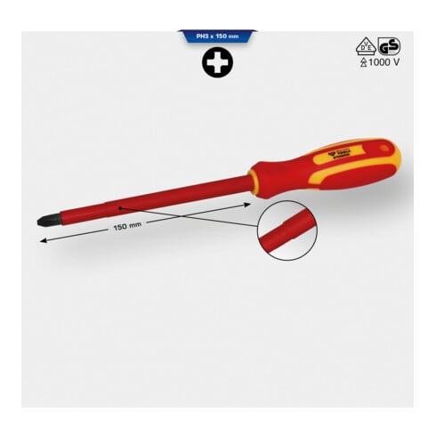 Brilliant Tools Tournevis VDE Phillips PH3 x 150 mm