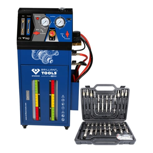 Brilliant Tools Unité de rinçage pour boîte de vitesse automatique, avec jeu d’adaptateurs 35 pcs