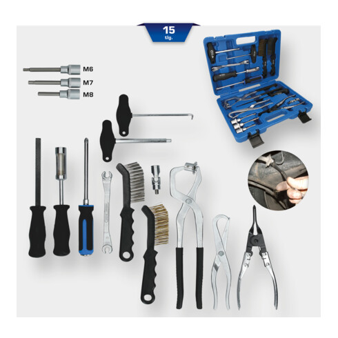 Brilliant Tools Universele remtrommel- en remschijfgereedschapset, 15-dlg