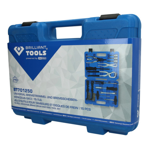 Brilliant Tools Universele remtrommel- en remschijfgereedschapset, 15-dlg