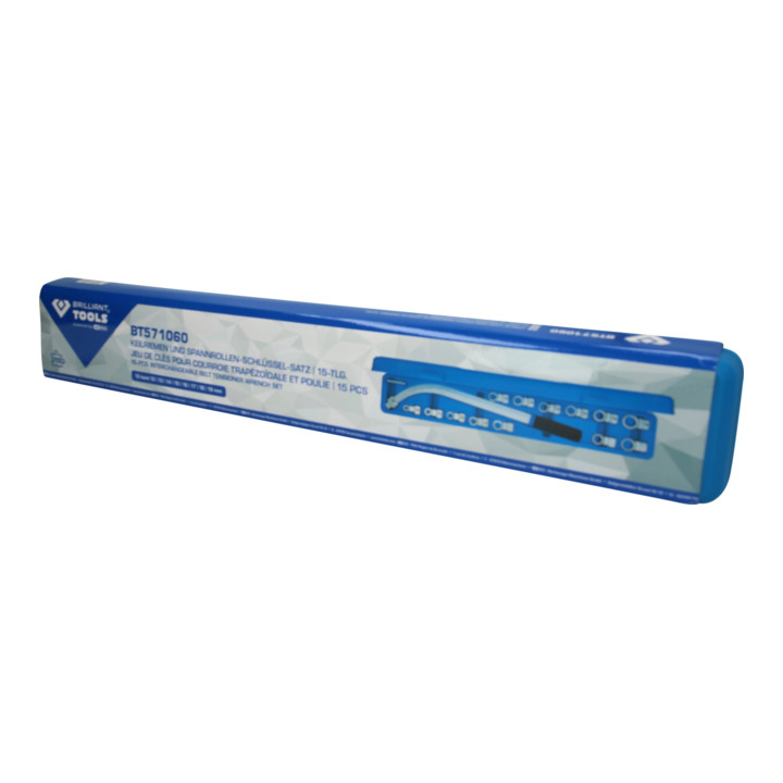 Brilliant Tools V-riem en spanrolsleutelset, 15-dlg
