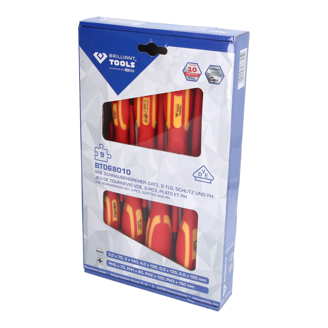 Brilliant Tools VDE Schraubendreher-Satz, 9-tlg, Schlitz und PH Phillips