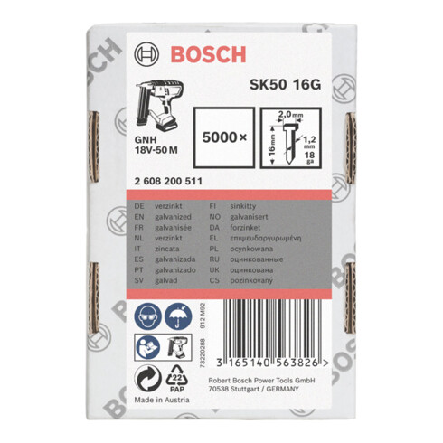 Broche à tête fraisée Bosch SK50 1,2 mm galvanisé
