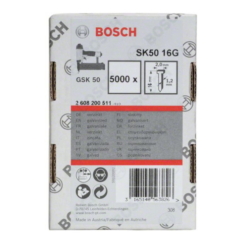Broche à tête fraisée Bosch SK50 1,2 mm galvanisé