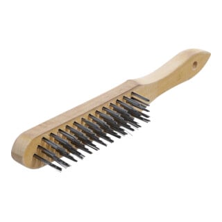 Brosse à main avec manche fil d'acier 5 rangées 300 mm BGS