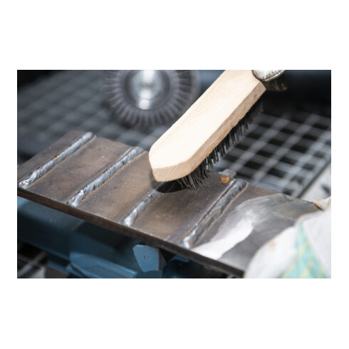 Brosse à main standard Klingspor, poignée en bois, acier inoxydable