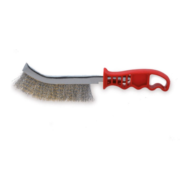 Brosse à main universelle Osborn 265/140, fil d'acier serti 0,30 T25 manche plastique rouge