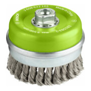 Brosse boisseau 100 mm à fils d'inox torsadés 100 mm, 0,35 mm, M14