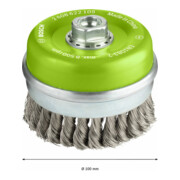 Brosse boisseau 100 mm à fils d'inox torsadés 100 mm, 0,35 mm, M14-4