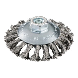 Brosse boisseau 100x0,5x10 mm/ M 14, fil métallique torsadé, modèle coudé, épaisseur de fil 0,50 mm metabo