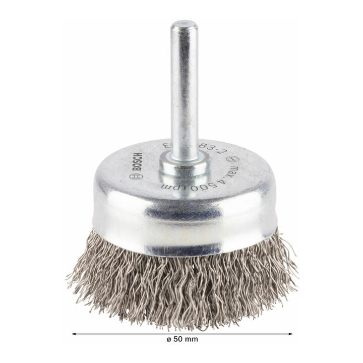 Brosse boisseau 50 mm à fils d'inox ondulés 0,3 mm 50 mm, 0,3 mm