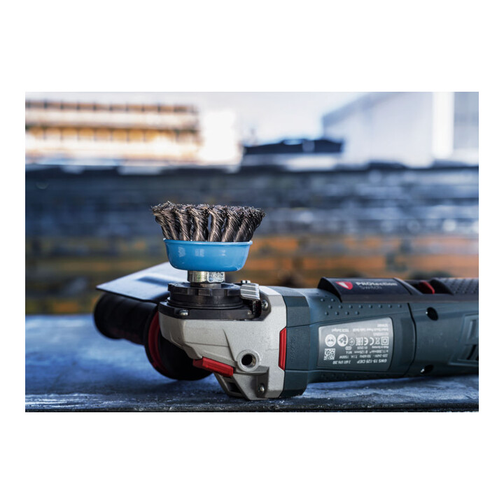 Brosse boisseau 65 mm à fils d'acier torsadés 65 mm, 0,35 mm, M14