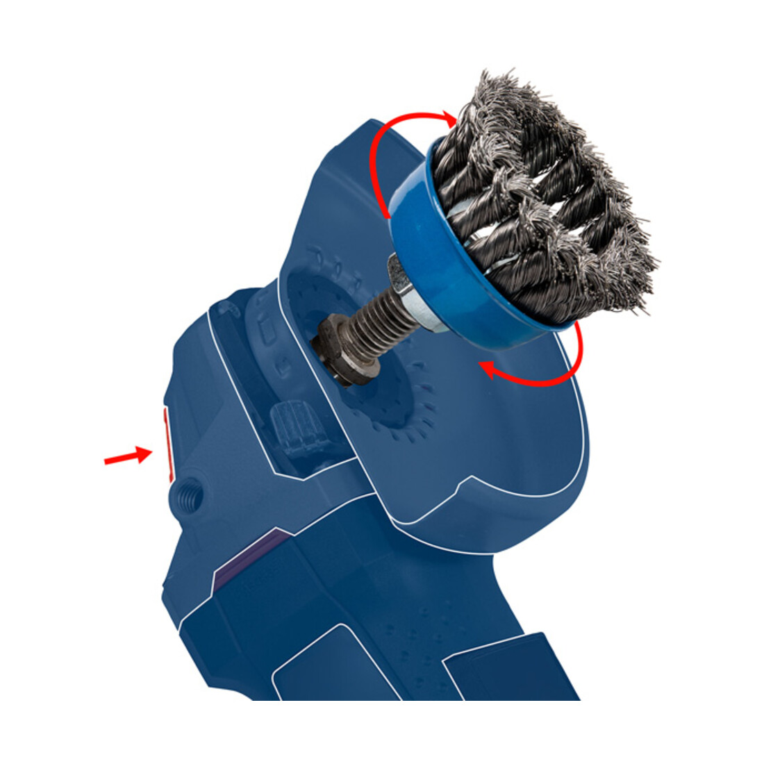 Brosse boisseau 65 mm à fils d'inox ondulés 65 mm, 0,3 mm, M14