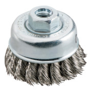 Brosse boisseau 65x0,35 mm/ M 14, fil en acier inoxydable, torsadé, inoxydable, épaisseur de fil 0,35 mm metabo