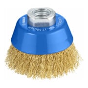 Brosse boisseau 70 mm à fils ondulés et laitonnés 70 mm, 0,3 mm, M14