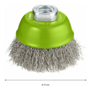 Brosse boisseau 75 mm à fils d'inox ondulés 75 mm, 0,3 mm, M14-4