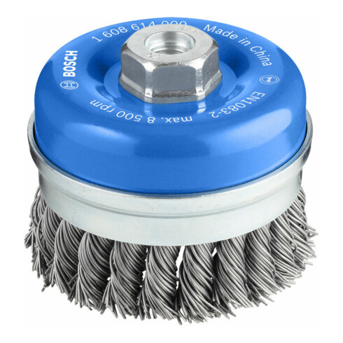Brosse boisseau 90 mm à fils d'acier torsadés 90 mm, 0,8 mm, M14