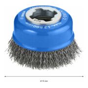 Brosse boisseau acier X-LOCK 75 fils ondulés 75 mm, 0,3 mm, X-LOCK-4