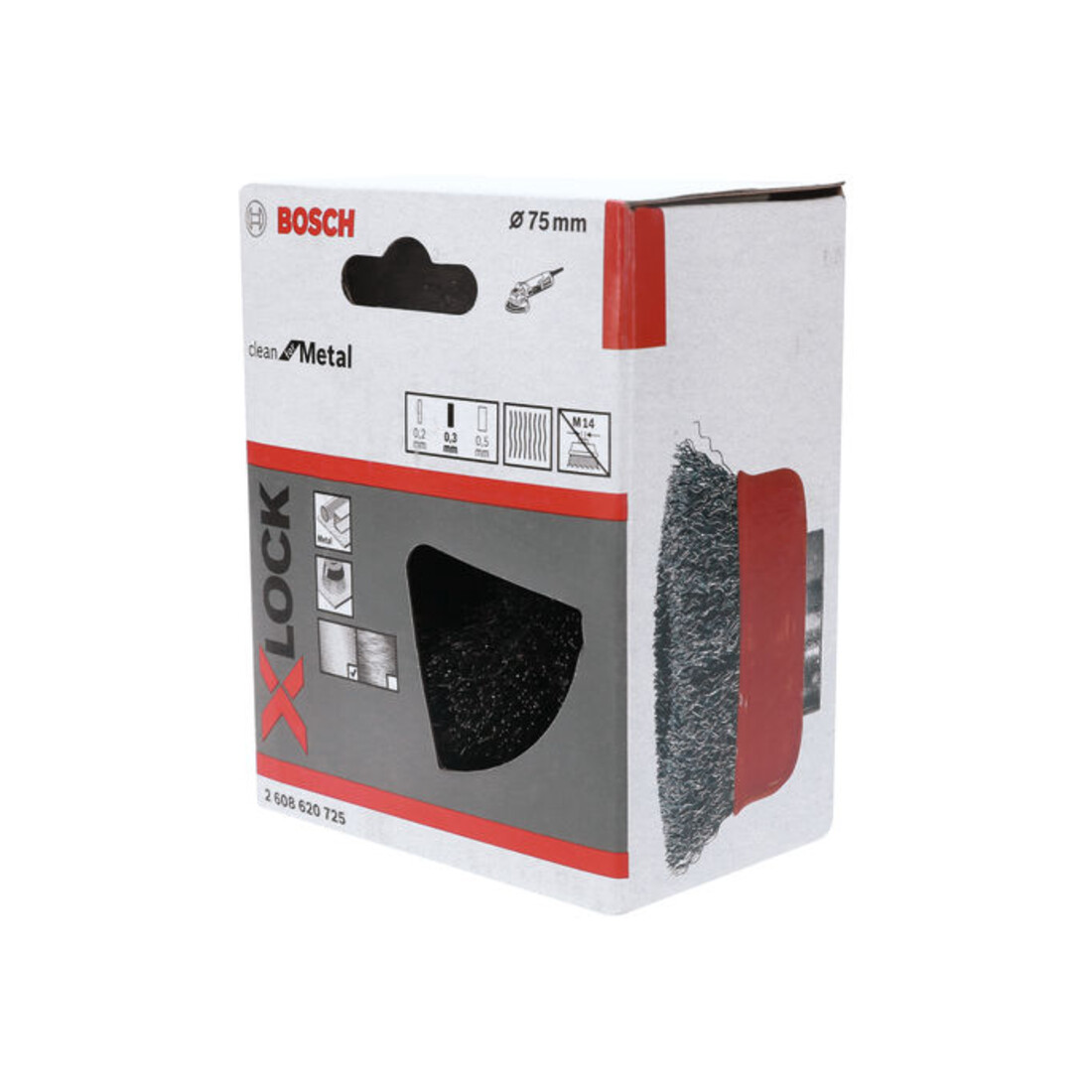 Brosse boisseau acier X-LOCK 75 fils ondulés 75 mm, 0,3 mm, X-LOCK