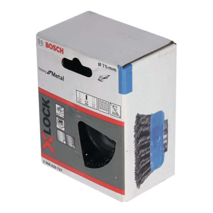 Brosse boisseau acier X-LOCK 75 fils torsadés 75 mm, 0,5 mm, X-LOCK