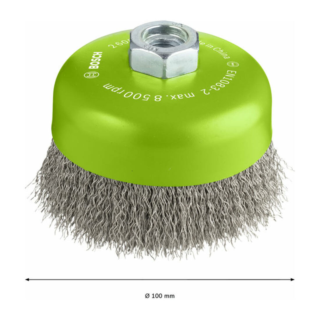 Brosse boisseau Bosch 100 mm à fils d'inox ondulés