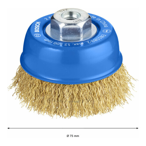 Brosse boisseau Bosch 75 mm à fils ondulés et laitonnés