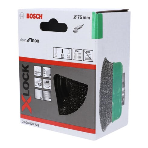 Brosse boisseau en acier inoxydable X-LOCK 75 fils ondulés 75 mm, 0,3 mm, X-LOCK