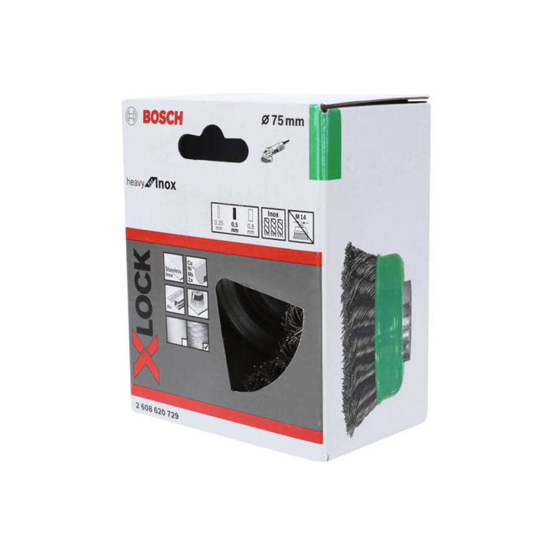 Brosse boisseau en acier inoxydable X-LOCK 75 fils torsadés 75 mm, 0,5 mm, X-LOCK