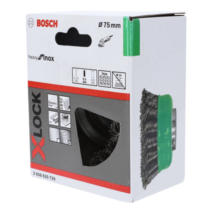 Brosse boisseau en acier inoxydable X-LOCK 75 fils torsadés 75 mm, 0,5 mm, X-LOCK
