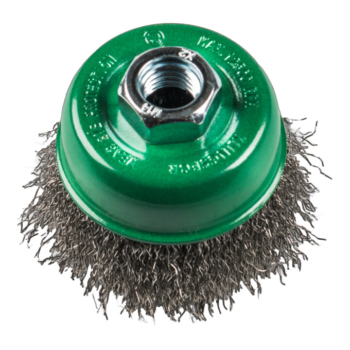 Brosse boisseau Klingspor 65 mm filetage M 14 0,3 acier inoxydable
