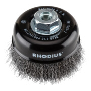 Brosse boisseau métallique Rhodius STBW avec fil d'acier ondulé pour utilisation sur meuleuses d'angle, 100 x 30 x M14 mm-3