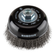 Brosse boisseau métallique Rhodius STBW avec fil d'acier ondulé pour utilisation sur meuleuses d'angle, 125 x 30 x M14 mm-3
