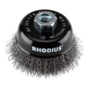 Brosse boisseau métallique Rhodius STBW avec fil d'acier ondulé pour utilisation sur meuleuses d'angle, 80 x 25 x M14 mm-3