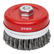 Brosse boisseau STIER STIER Ø 100 mm, M14, 0,5 mm, torsadée, acier