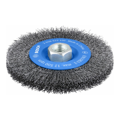 Brosse circulaire 115 mm à fils d’acier ondulés 115 mm, 0,3 mm, M14