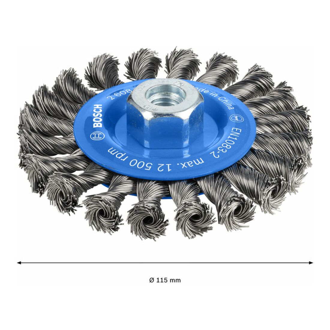 Brosse circulaire 115 mm à fils d'acier torsadés 115 mm, 0,5 mm, 12 mm, M14