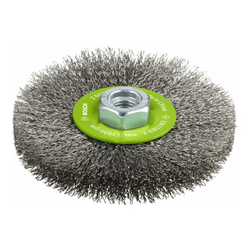 Brosse circulaire 115 mm à fils d’inox ondulés 115 mm, 0,3 mm, M14
