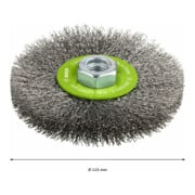 Brosse circulaire 115 mm à fils d’inox ondulés 115 mm, 0,3 mm, M14-4
