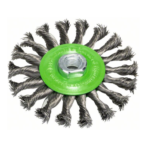 Brosse circulaire 115 mm à fils d'inox torsadés 115 mm, 0,5 mm, M14