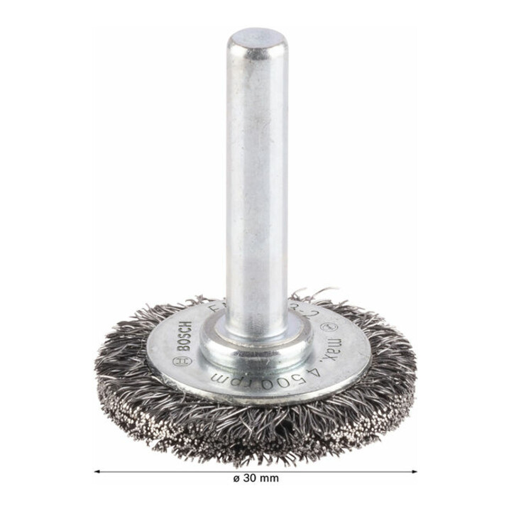 Brosse circulaire 30 mm à fils d'acier ondulés 0,2 mm 30 mm, 0,2 mm, 6 mm