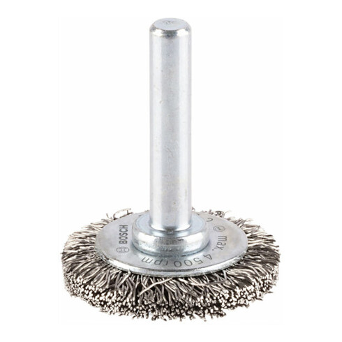 Brosse circulaire 30 mm à fils d'inox ondulés 0,3 mm 30 mm, 0,3 mm, 6 mm