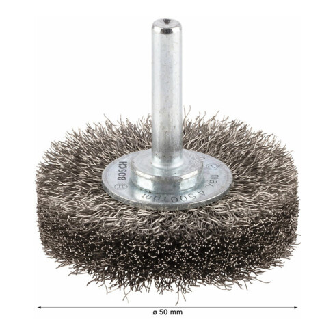 Brosse circulaire 50 mm à fils d'inox ondulés 0,2 mm 50 mm, 0,2 mm, 15 mm