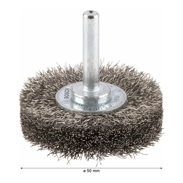 Brosse circulaire 50 mm à fils d'inox ondulés 0,2 mm 50 mm, 0,2 mm, 15 mm