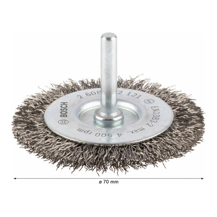 Brosse circulaire 70 mm à fils d'inox ondulés 0,3 mm 70 mm, 0,3 mm, 10 mm