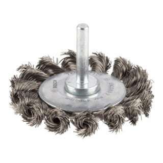 Brosse circulaire 70 mm à fils d'inox torsadés 0,35 mm 70 mm, 0,35 mm, 14 mm