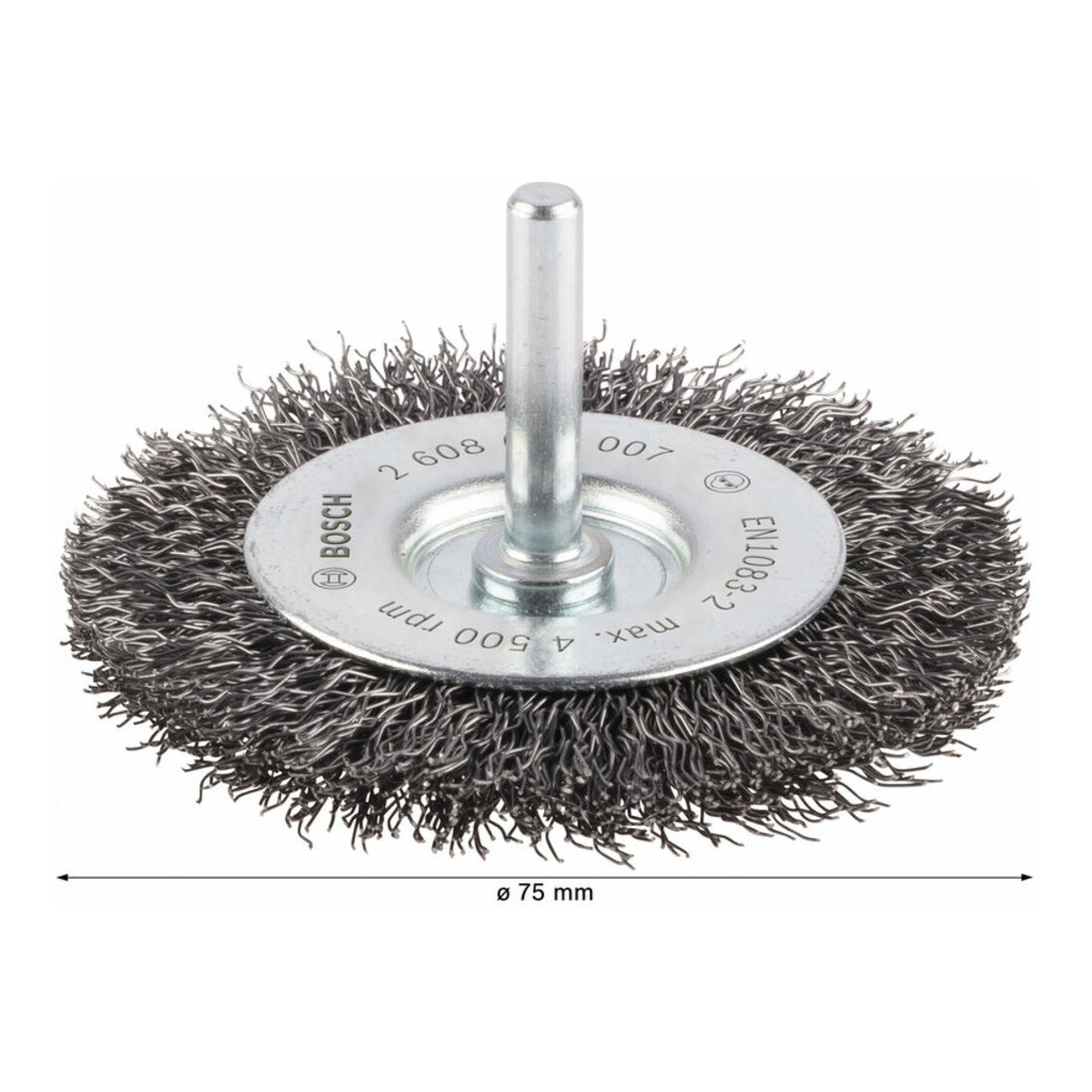 Brosse circulaire 75 mm à fils d'acier ondulés 0,3 mm 75 mm, 0,3 mm, 8 mm